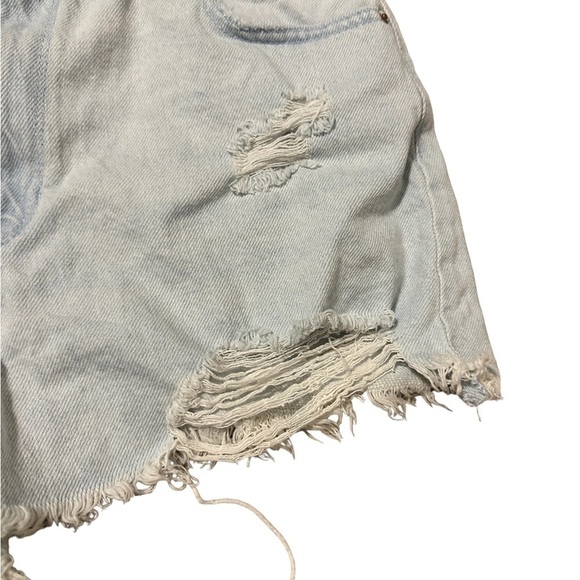 PacSun - Eco Light Blue Distressed High Waisted Denim Festival Shorts Size 30 - Picture 4 of 6